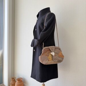 Vintage Faux Leather Patchwork Snake Skin Animal Skin Shell Snap